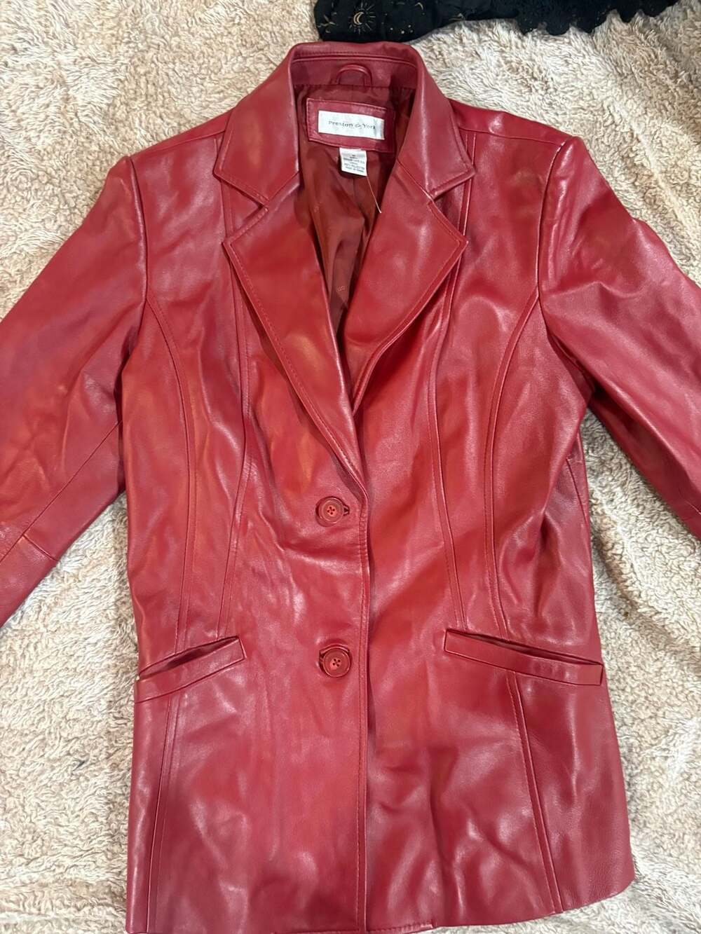 Preston & York Red Genuine Lambskin Leather Blazer Jacket Size M
